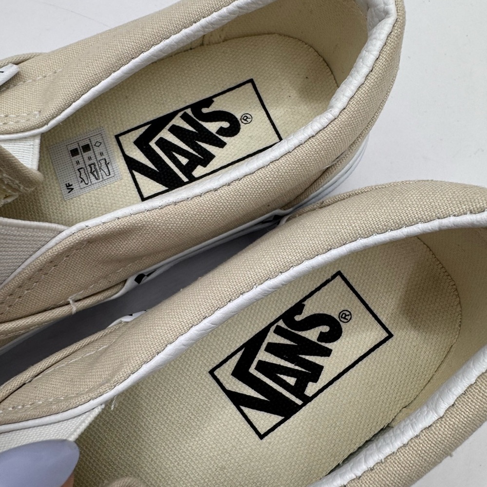 Vans NWOT beige classic slip ons with checker detail 6.5 - Picture 5 of 12